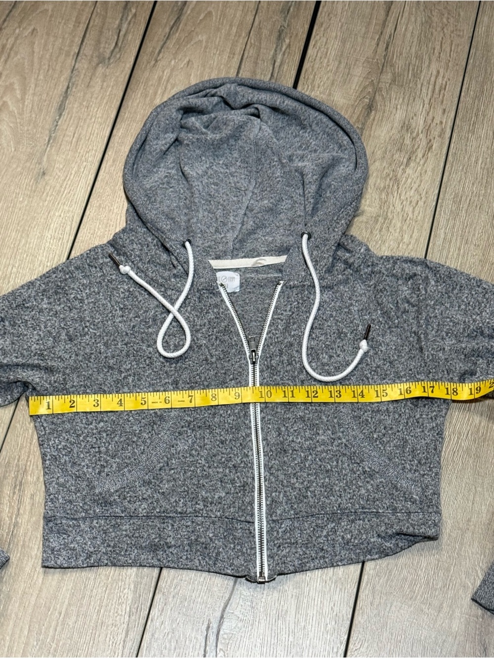 Urban Outfitters Gray Soft Knit Cropped Zip Up Hoodie Lounge Jacket | Small - Picture 14 of 15